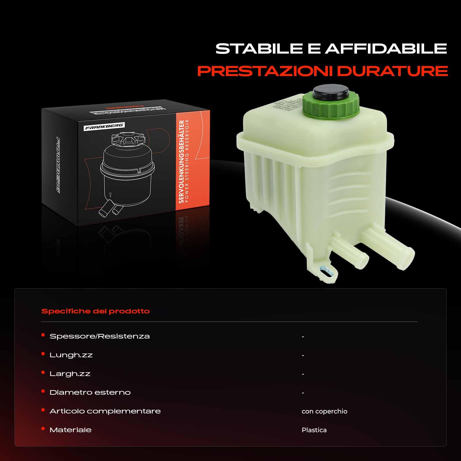 Frankberg Serbatoio di compensazione Olio idraulico Servosterzo Asse Anteriore Compatibile con T.o.u.a.r.e.g 7P5 7P6 Q7 Van 4LB T.o.u.a.r.e.g 7L6 7L7 7LA Replace# 7L6422371E
