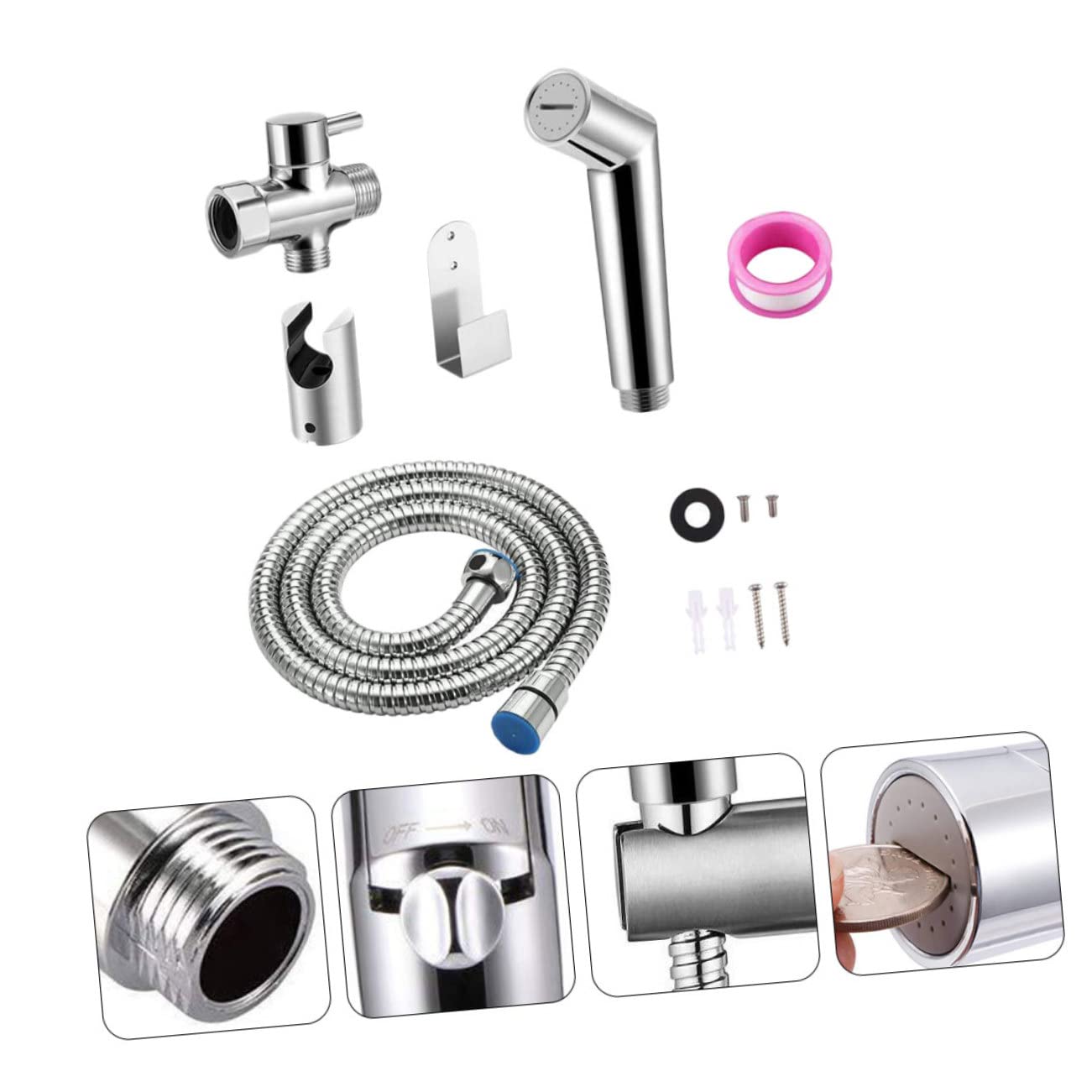 Homoyoyo Kit de Cabezal Rociador de Mano y Kit Pulverizador de Bidé Presurizado Ajustable, Multiusos y Duradero para Higiene Personal Diaria en Baño