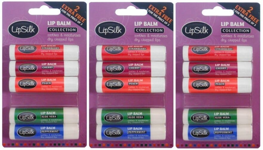 Lipsilk Flavoured Lip Balm Balms For Dry Chapped Lips (3 x 5 Pack)