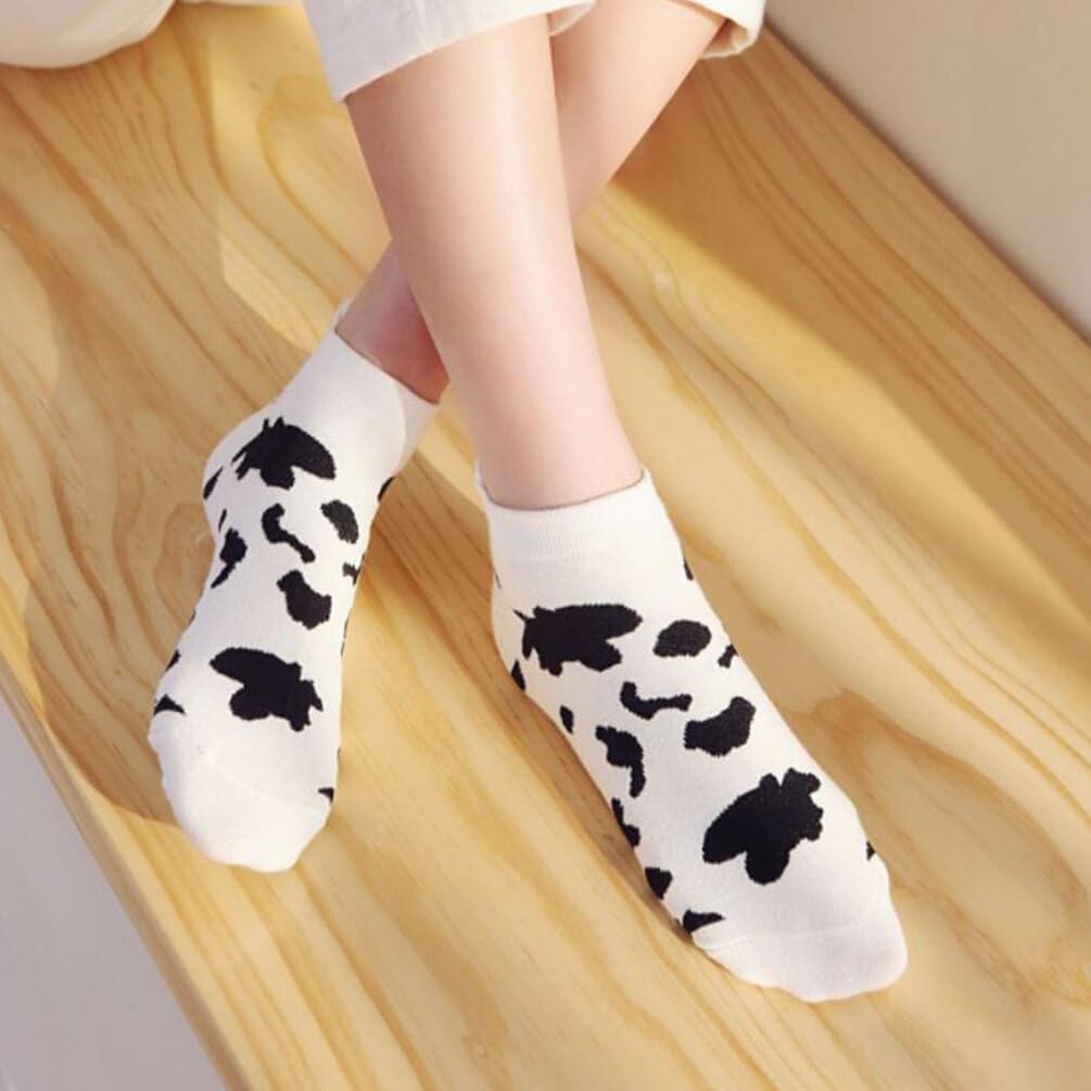 KESYOO 2 Pairs Cow Socks Women’s Socks Cows Cow Stuff Low Cut Short Animal Print Girls Cow Print Low Cut for Women Cotton Ankle Casual Miss Printing - Image 2
