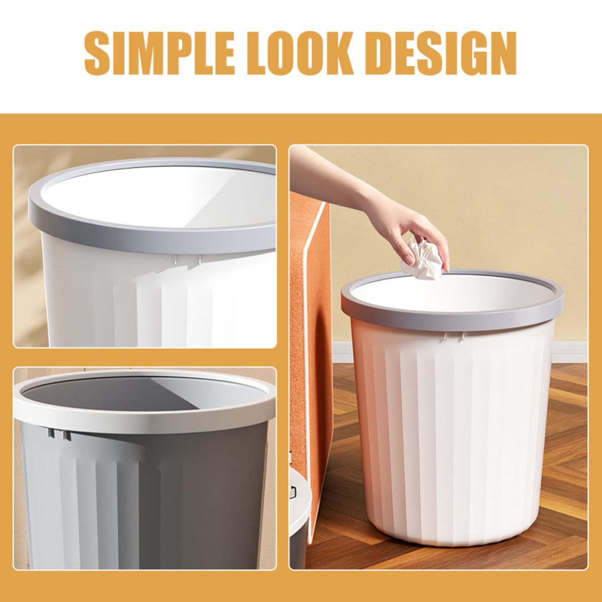2pcs Plastic Trash Bin for Kitchen and Bedroom 8l Each Simple Look Design Waste Bucket for Daily Waste Disposal Home Garbage Can