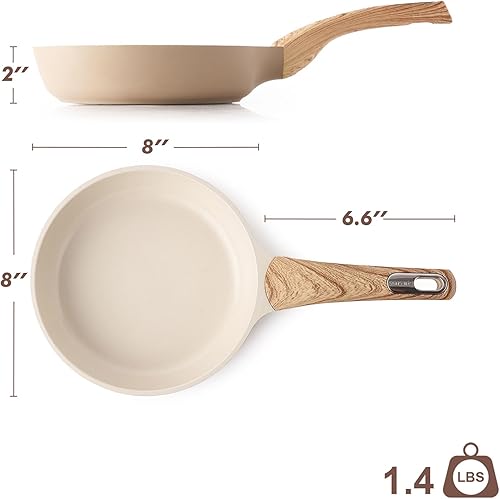 Miniatura 7 de SENSARTE Sartén antiadherente de cerámica, sartén pequeña de 8 pulgadas, sartenes antiadherentes para tortilla, no tóxicas para cocina saludable,