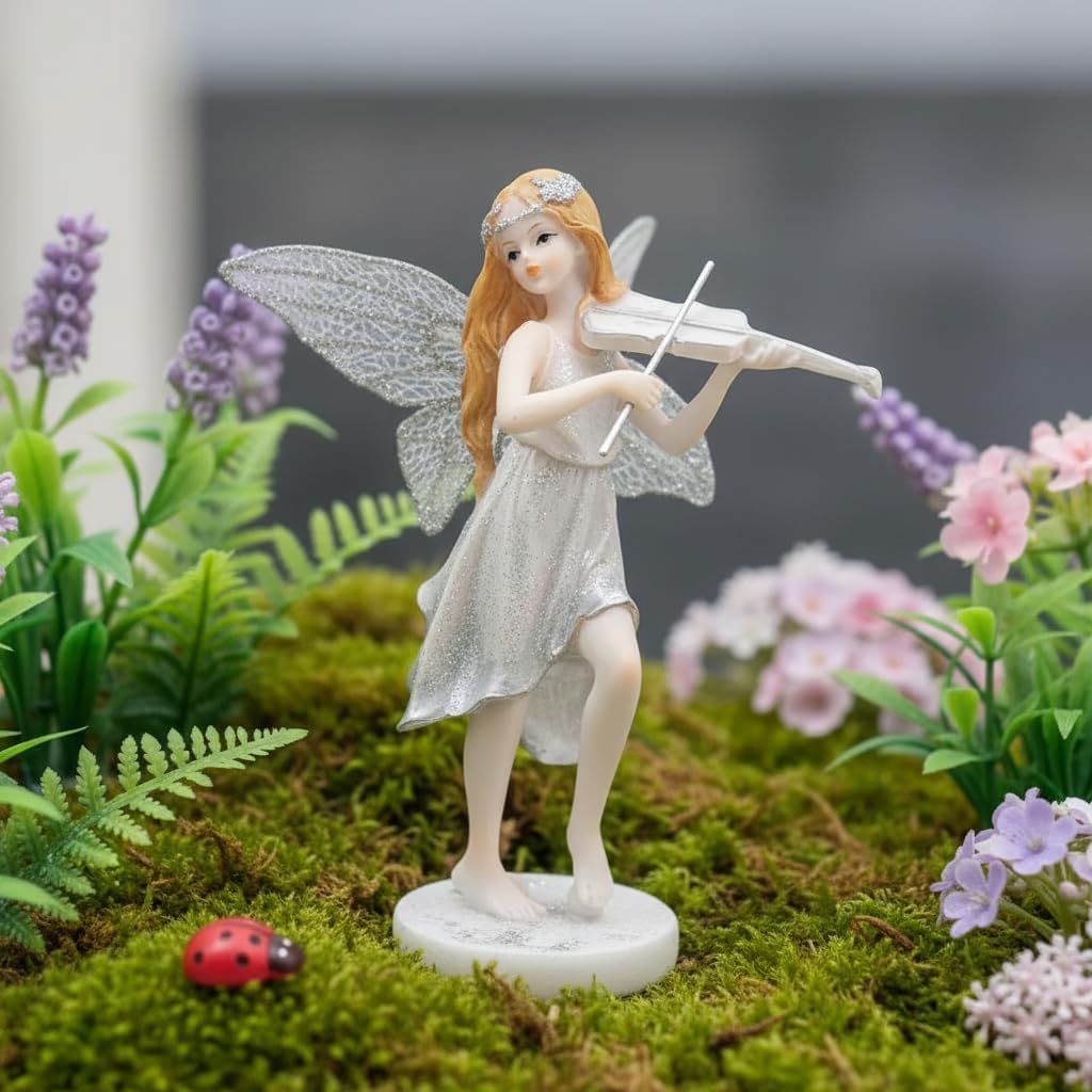 Comfy Hour Butterfly Fairy Playing Violin Figurine, Collectible for Home Decoration, Fairyland Collection - Image 2