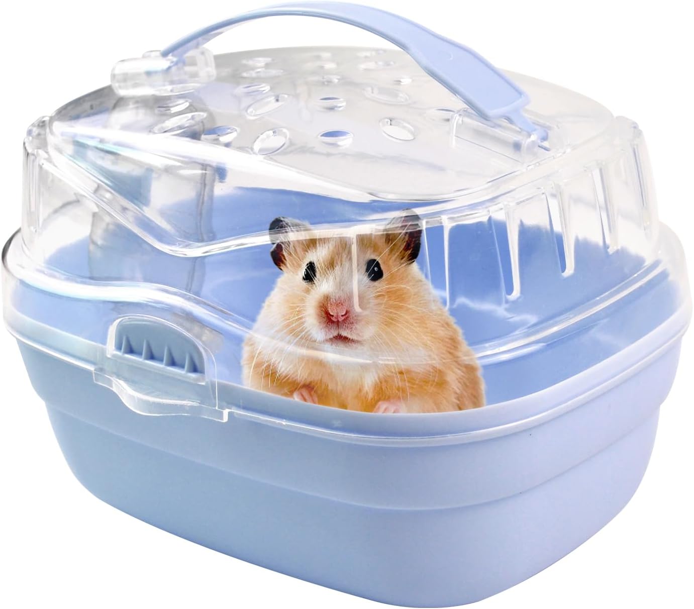 Hamster Carrier Cage with Water Bottle,Portable Hamsters Travel Cage Plastic Guinea Pig Carrying Cases Small Animal Carry Cage for Dwarf Hamsters Chinchillas Hedgehog Mouse(Blue)