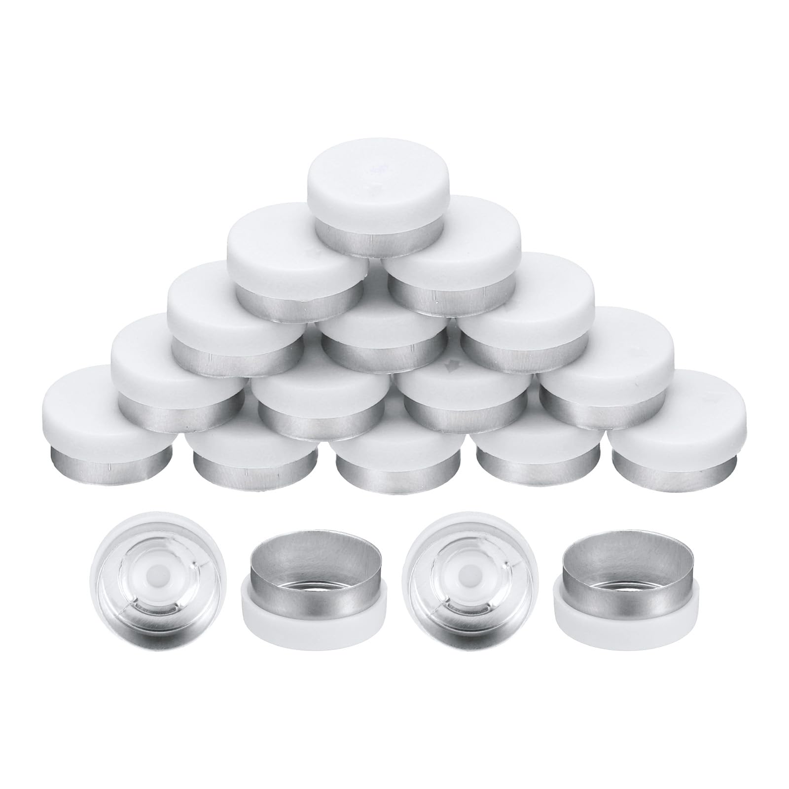 QUARKZMAN Nakładki typu Flip Off 13 mm, 200 sztuk, wolne od Burr-Free Flip Off, uszczelki Flip Off z aluminium, tworzywa sztucznego, do butelek szklanych, białych/srebrnych
