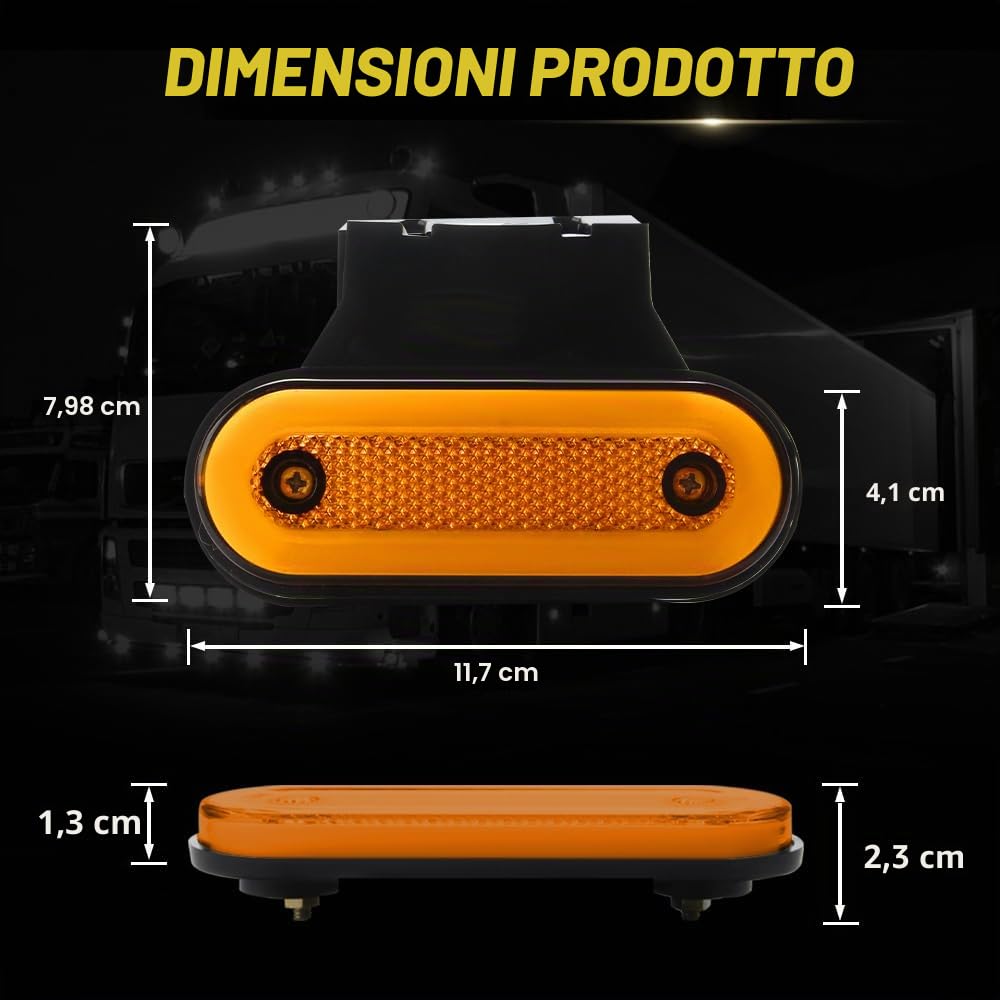10PCS Luci Posizione LED Luci Laterali per Auto 12-24V Indicatori Laterali Luce 20 LED Luci di Avvertimento del Rimorchio Laterale Luci per Telaio Rimorchio Camion Caravan (Ambra)