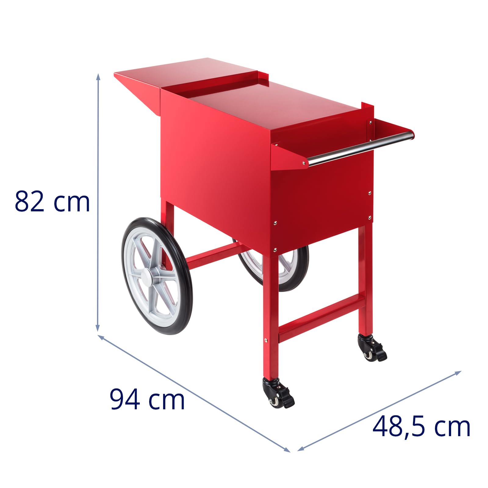 Royal Catering RCPT-16E Chariot pour Machine à Popcorn Rouge Tôle d'acier 2 roues freins