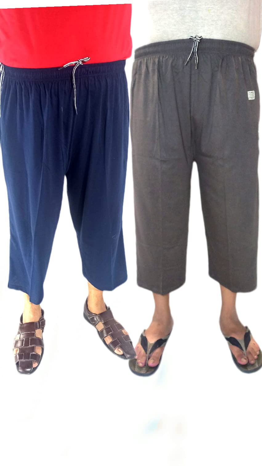 Men Pack of 2 (Two) Cotton 3/4 Relex able Capris with Three Mobile Pockets one Zipper Lock XL to 6XL Size Chart-picture-42