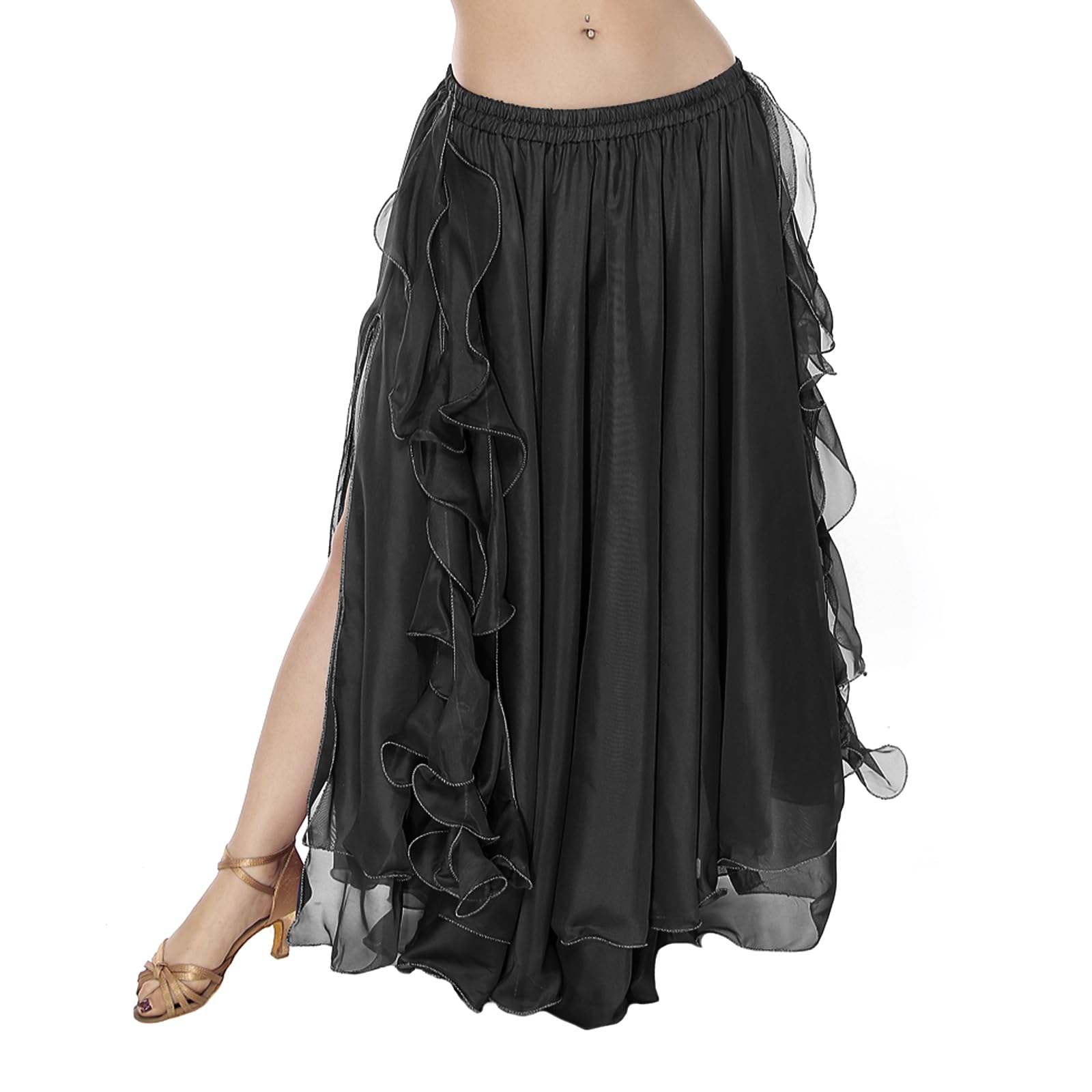 RUIXIA Jupe de Danse du Ventre Jupe Longue Danse Orientale en Mousseline de Soie Robe de Danse Orientale Costume Performance Costume Danseuse du Ventre