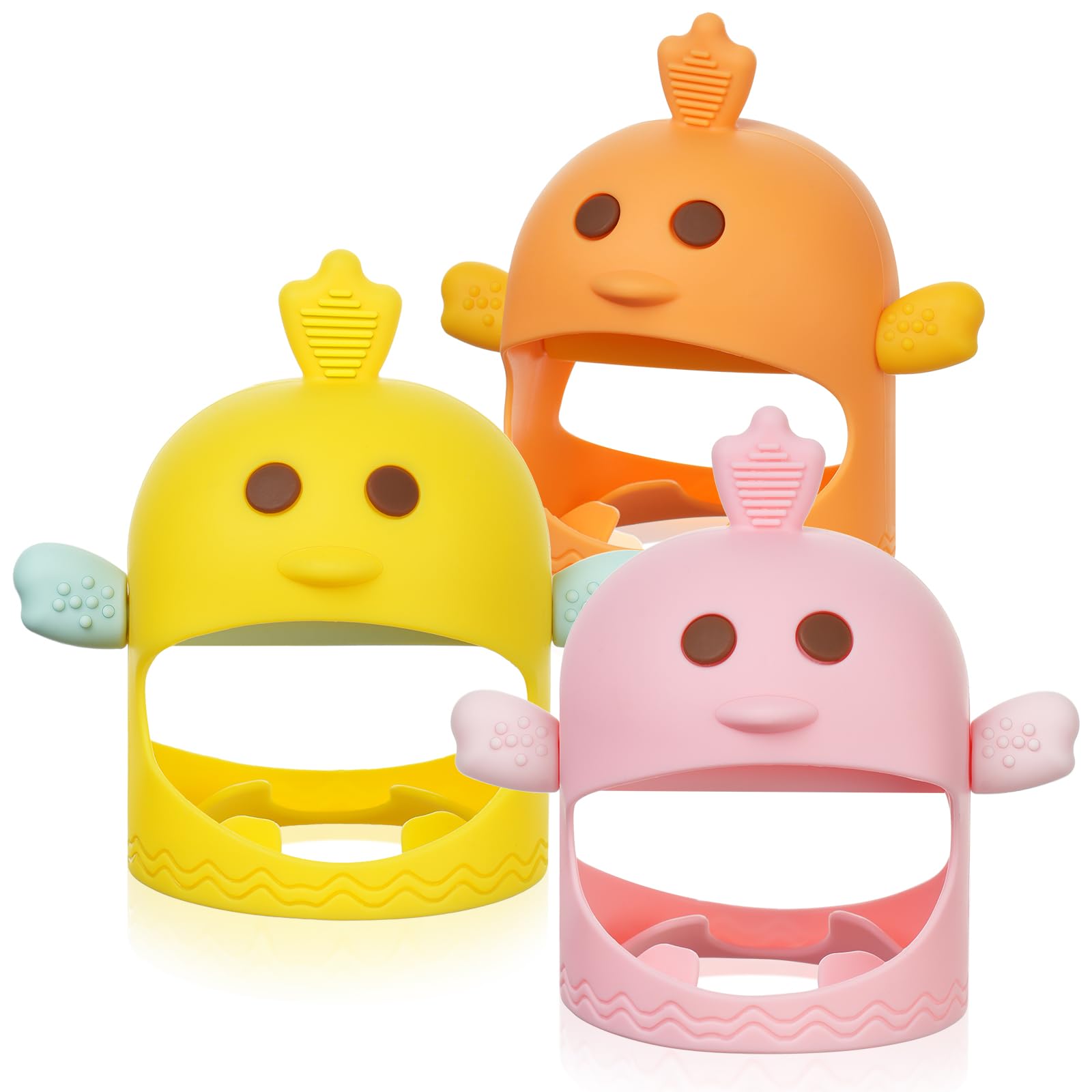 Vicloon Baby Teething Toys, 3 PCS Silicone Baby Teether Toy for Infants 0-6Months, BPA Free Anti-Drop Silicone Mitten Teething Toy for Soothing Sore