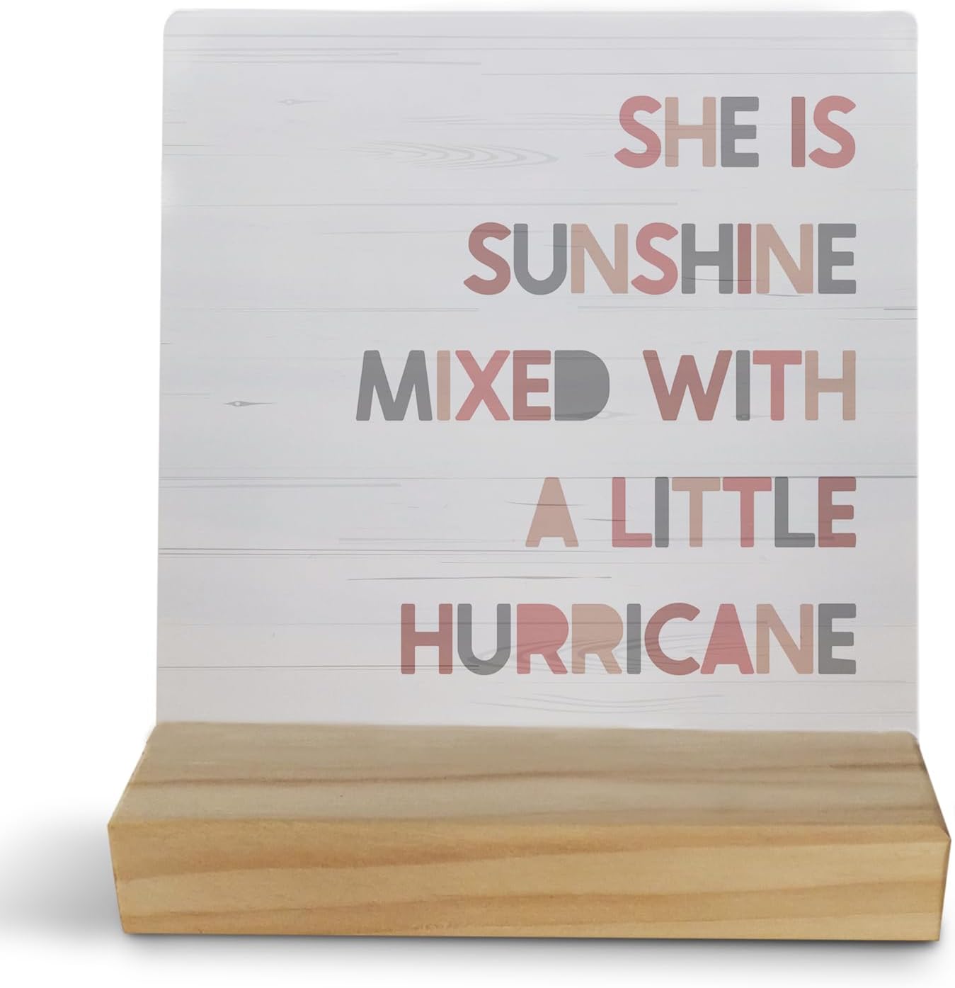 Boho Inspirational Wooden Sign - Boho Toddler Girl Room Nursery Shelf Decor, Boho Bedroom Decor, She Is Sunshine Mixed with a Little Hurricane