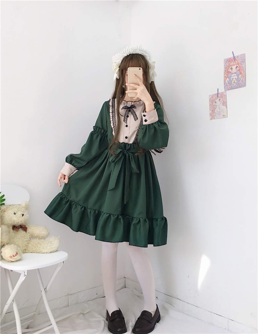 Amazon.co.jp: FollowDream ゴスロリワンピース ドレス 長袖 復古風