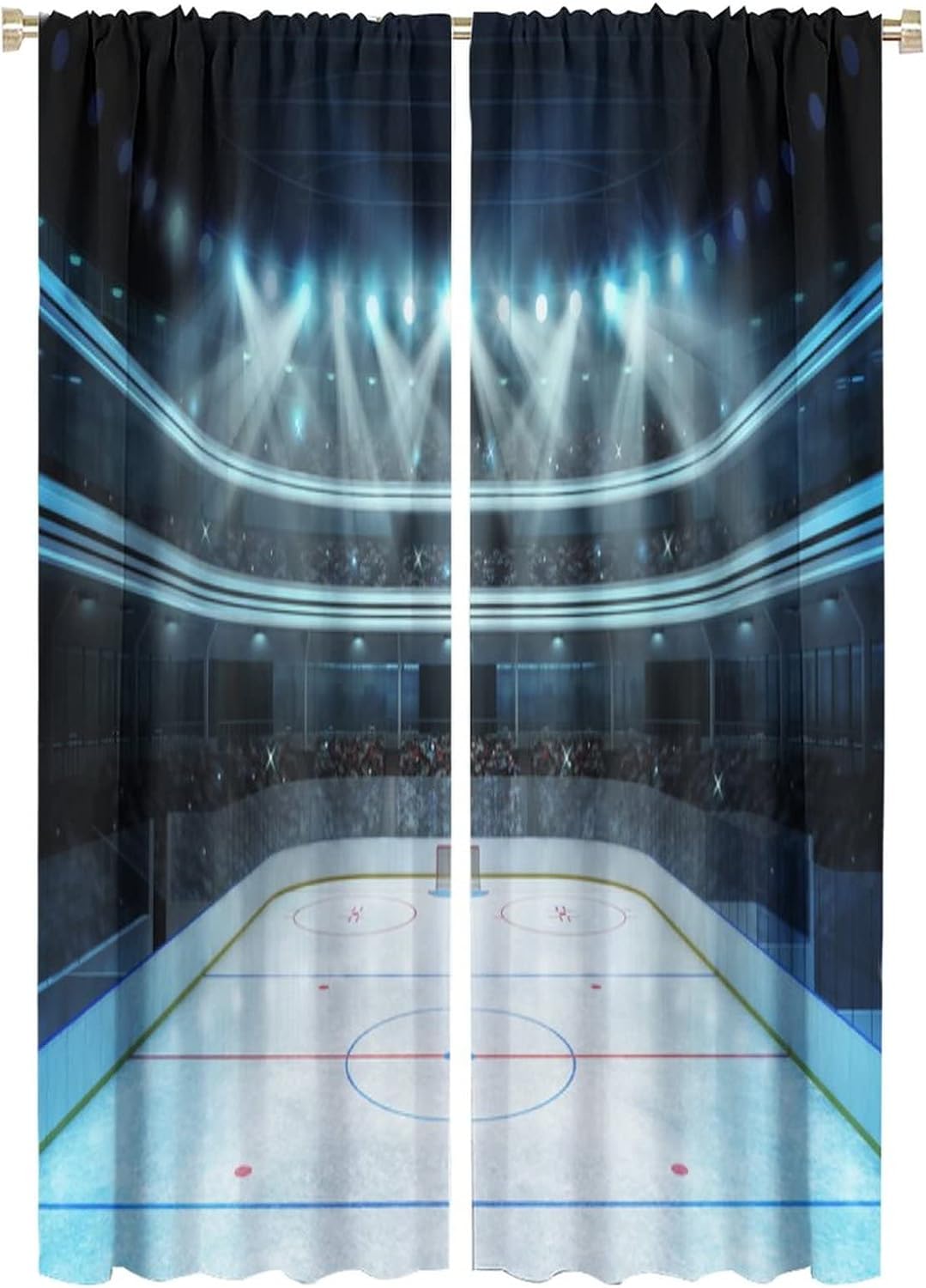 Hockey Blackout Curtain Audience Tournament Match Window Curtains Privacy Protection Rod Pocket Drapes for Cafe Bedroom Living Room Kitchen Dining Room Office 42x63 inch