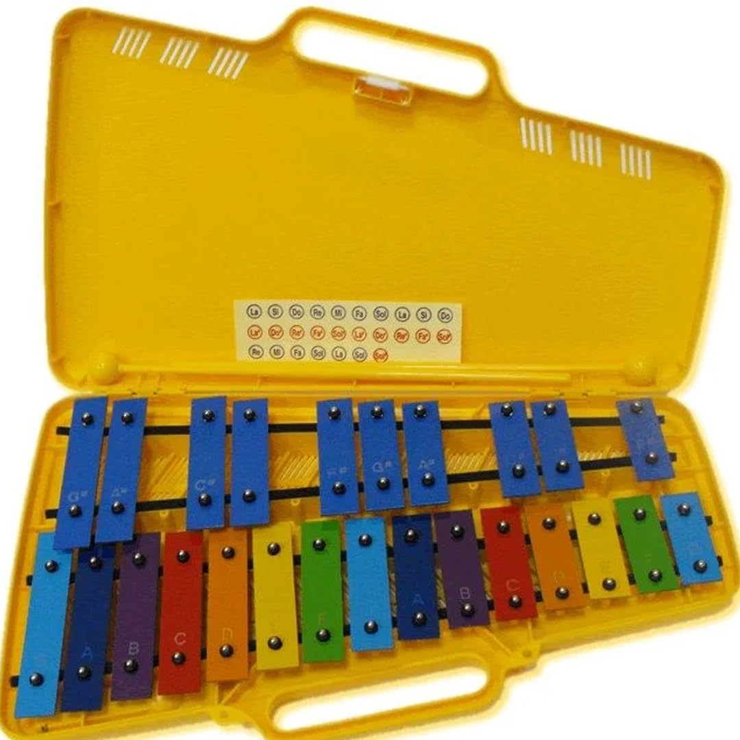 Angel AG-25N3 AX-25N3 Metallofono Scolastico Primarie e Secondarie a 25 Piastre Colorate con Valigetta e Bacchette, Giallo