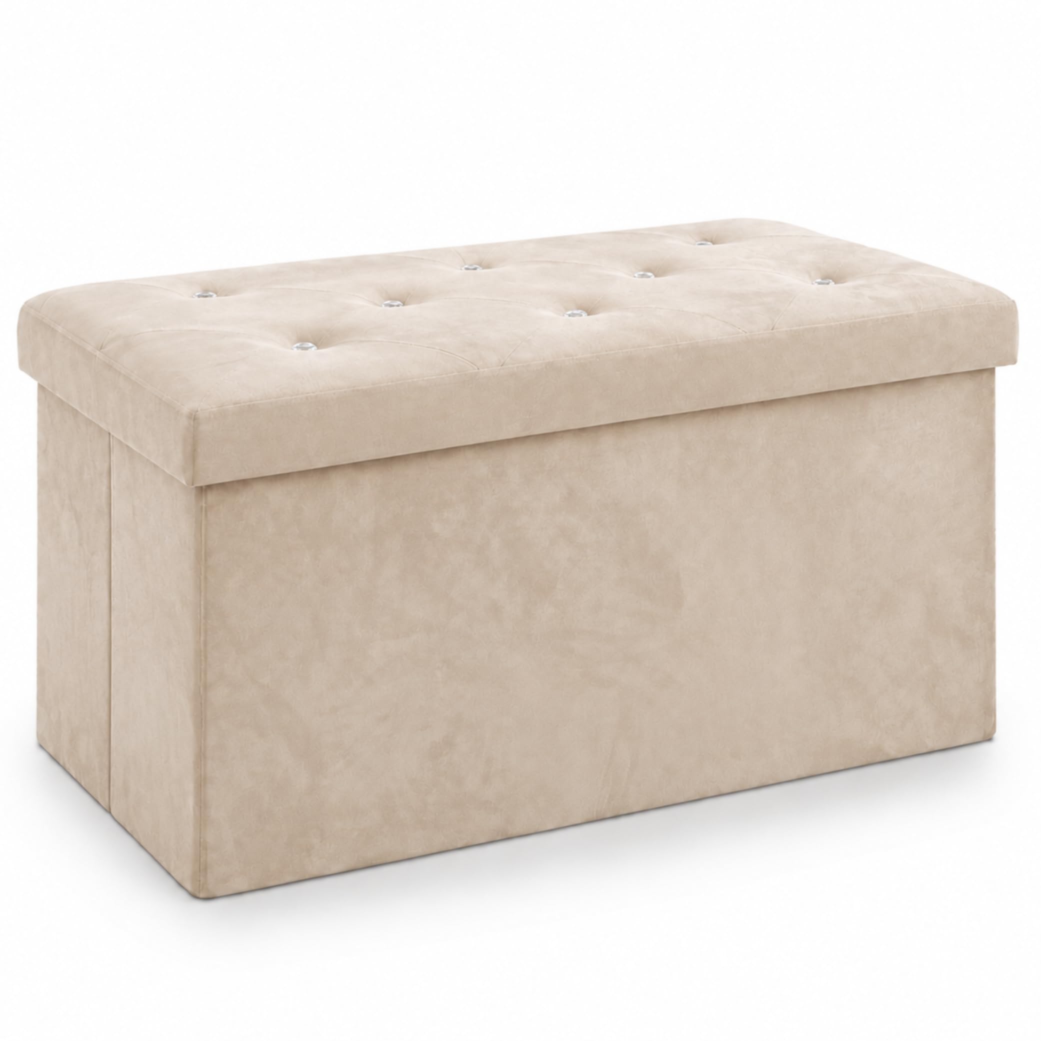Diamond Tufted Storage Ottoman Bench with Padded Seat & Crystal Style Buttons, Multipurpose Storage Box Footstool, Bedroom Blanket Toy Storage Chest, Upholstered Window Seat for Living Room