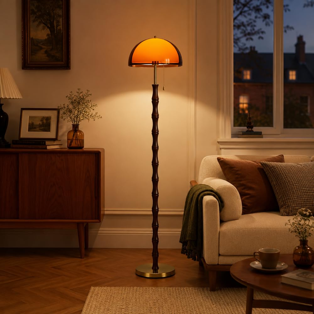 Wylolik Mid Century 2- Tier Acrylic Floor Lamp 3 Color Dimming Standing Lamp