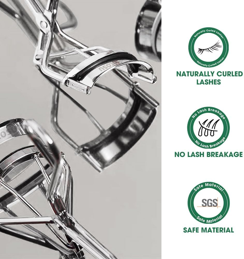 Stainless Steel Eyelash Curlers, Professional Lash Curler for Long-Lasting Lift | Gentle Eye Lash Curler for Most Eyeshapes | Stainless Steel Ergonomic Design for Natural Curl - Image 8