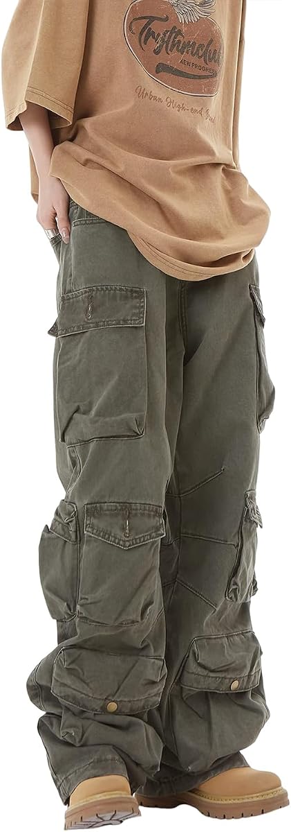Pantalones cargo holgados para mujer Y2K Ropa Multibolsillo Ajuste relajado Jeans Fairy Ropa Grunge Ropa Alt Emo Ropa de calle
