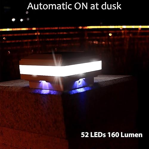 Miniatura 5 de Sumaote Luz solar para poste de entrada, 52 LED de 160 lúmenes, luces solares para postes de madera de 4 x 4, 5 x 5, 6 x 6, luces de valla,