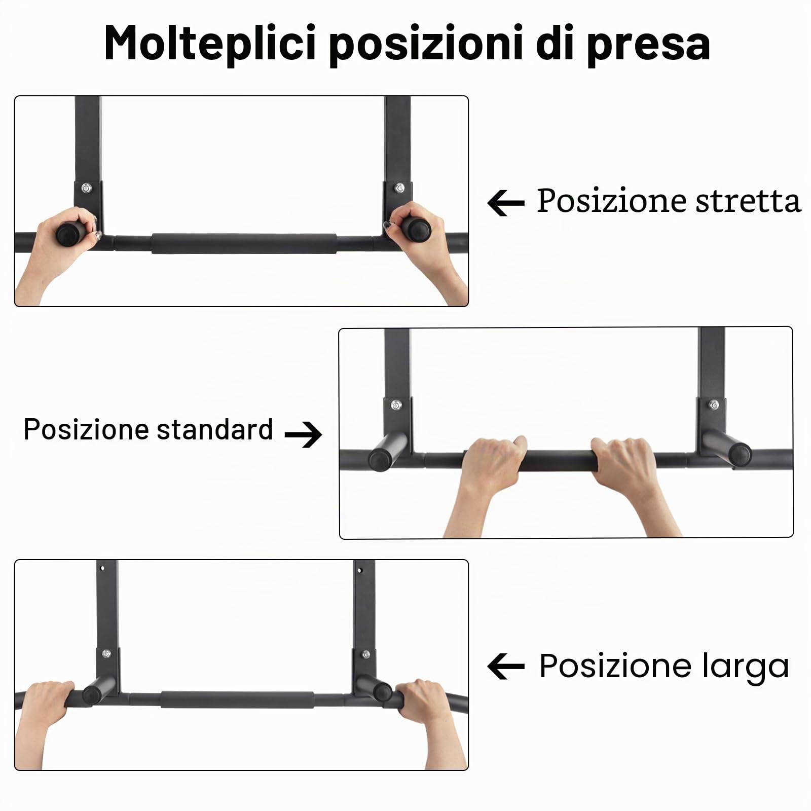 Barre di trazione, montaggio a parete, per palestra domestica, supporto da allenamento multifunzione in acciaio inossidabile (nero profondo)