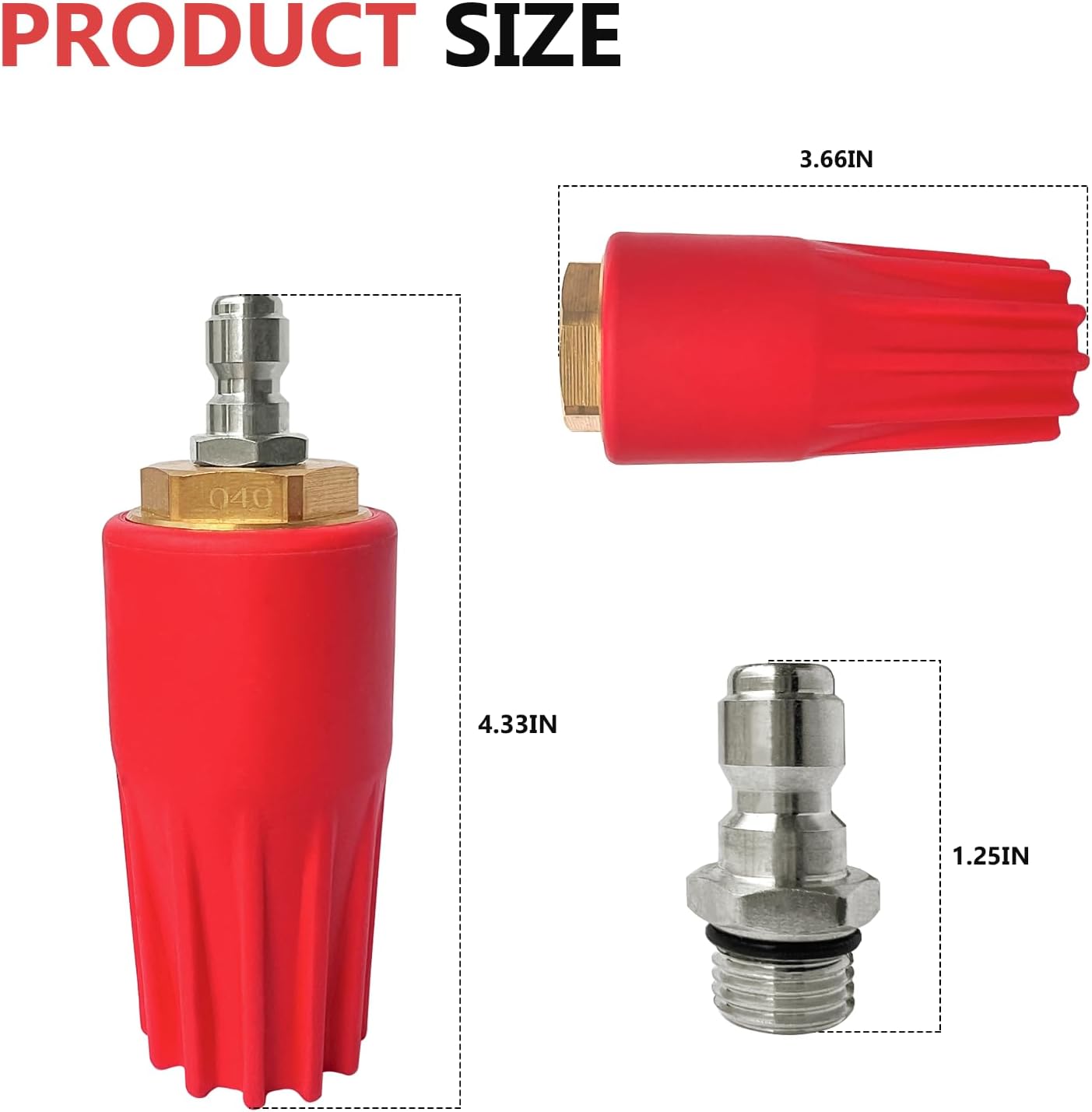 Cleaning machine universal pump accessories 2600-5100 Turbo Nozzle 360° Rotating 1/4'' Quick Connect Cleaning Machine 4.0 GPM 4.0 Orifice Turbine nozzle kit，pressure washer turbo nozzle