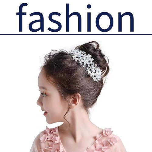 Miniatura 2 de Tocado de boda para niña de flores, accesorios para el cabello con perlas para niñas y mujeres, tiaras nupciales de boda (blanco)