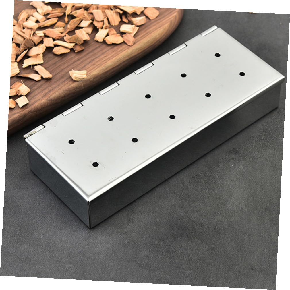 Bbq Räucherbox aus Edelstahl, Silber, Große Kapazität
