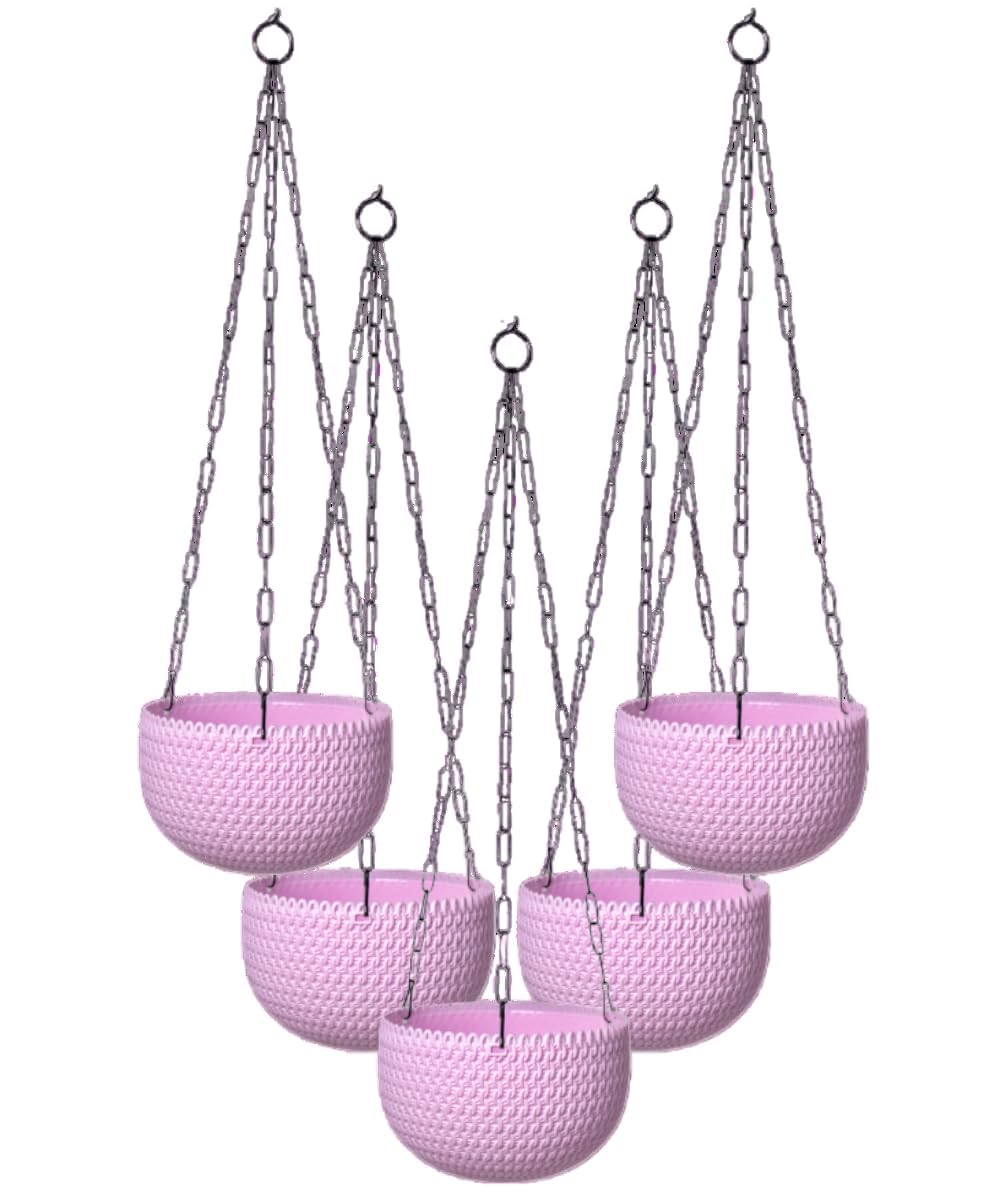Garden Art Plastic Hook Hanging (Set of 5 - Dia-7.8") Round Decorative Indoor Outdoor Hanging Planter Pot for All Type of Creeper and Plants for Home, Garden, Terrace Decor PPHCB (Pink) (B0BVRJKDVW) Amazon Price History, Amazon Price Tracker