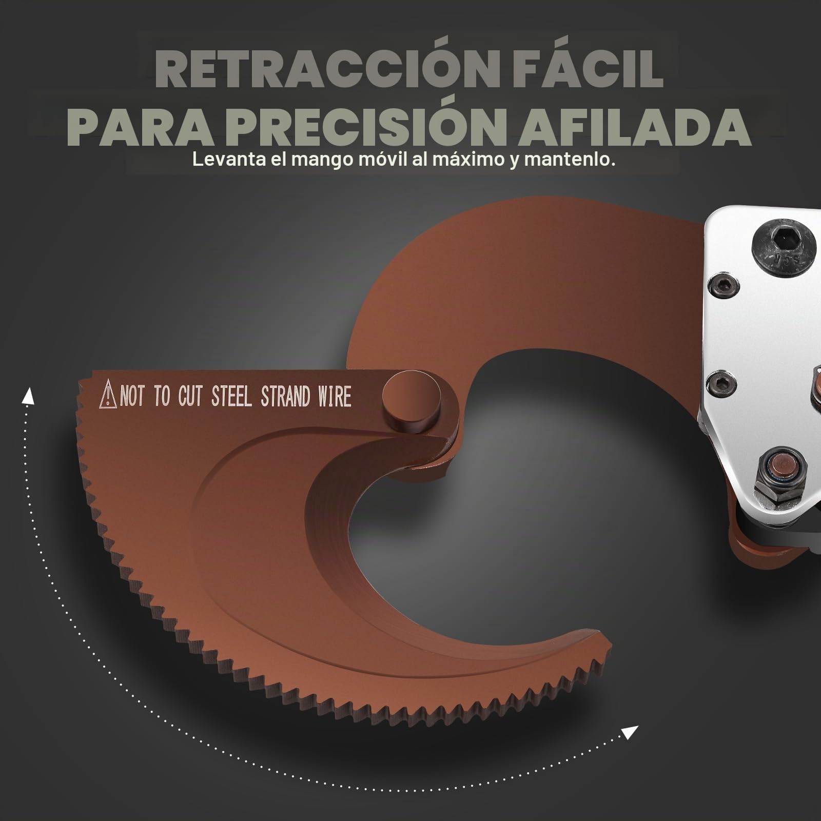 NEWTRY Cortador de cable de trinquete de uso pesado para cortar cables blindados de cobre y aluminio de hasta 500mm², herramienta eficiente para cortar cables (J52)