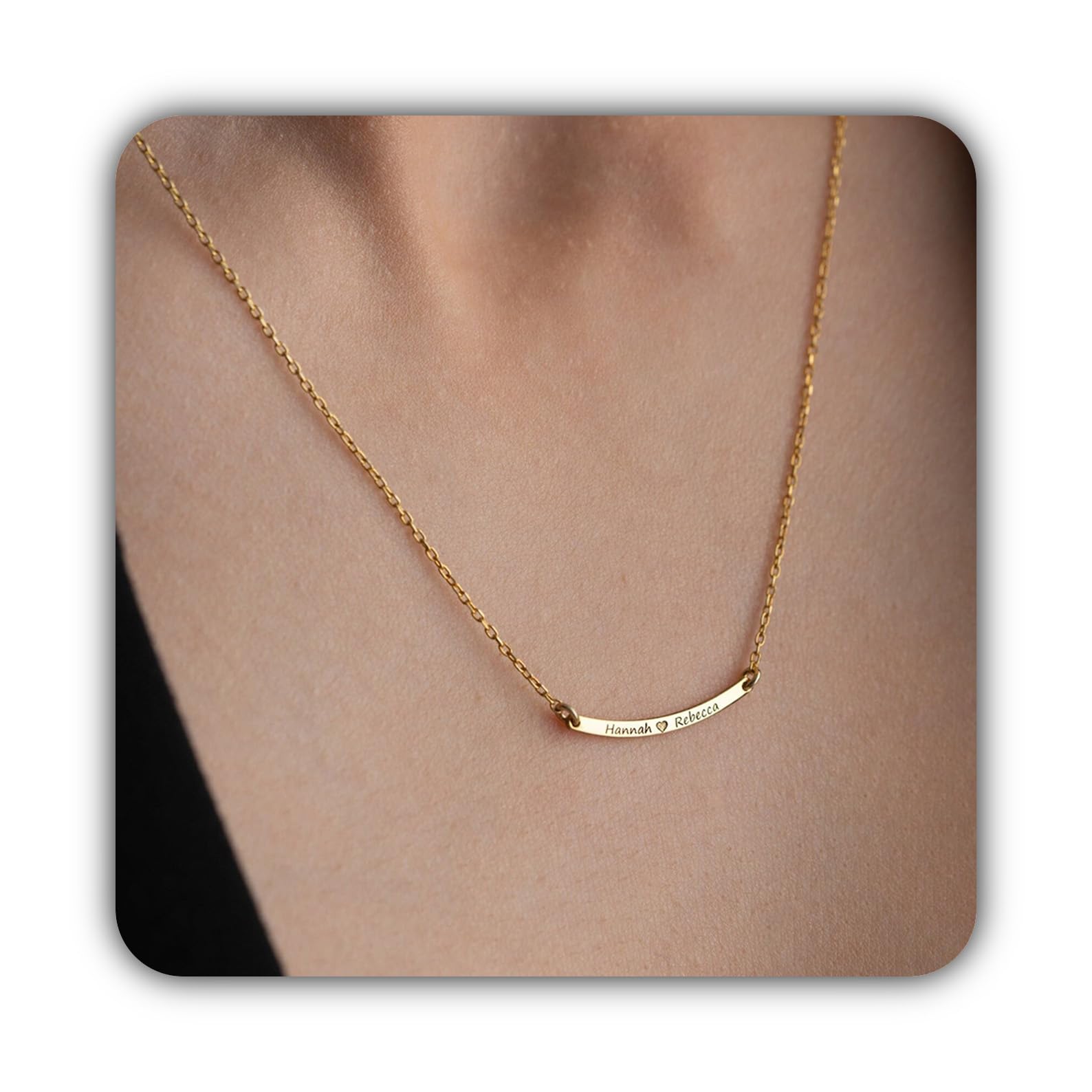 Curvado oro barra collar personalizado nombre coordenadas fecha para mamá Día de la Madre Navidad aniversario cumpleaños