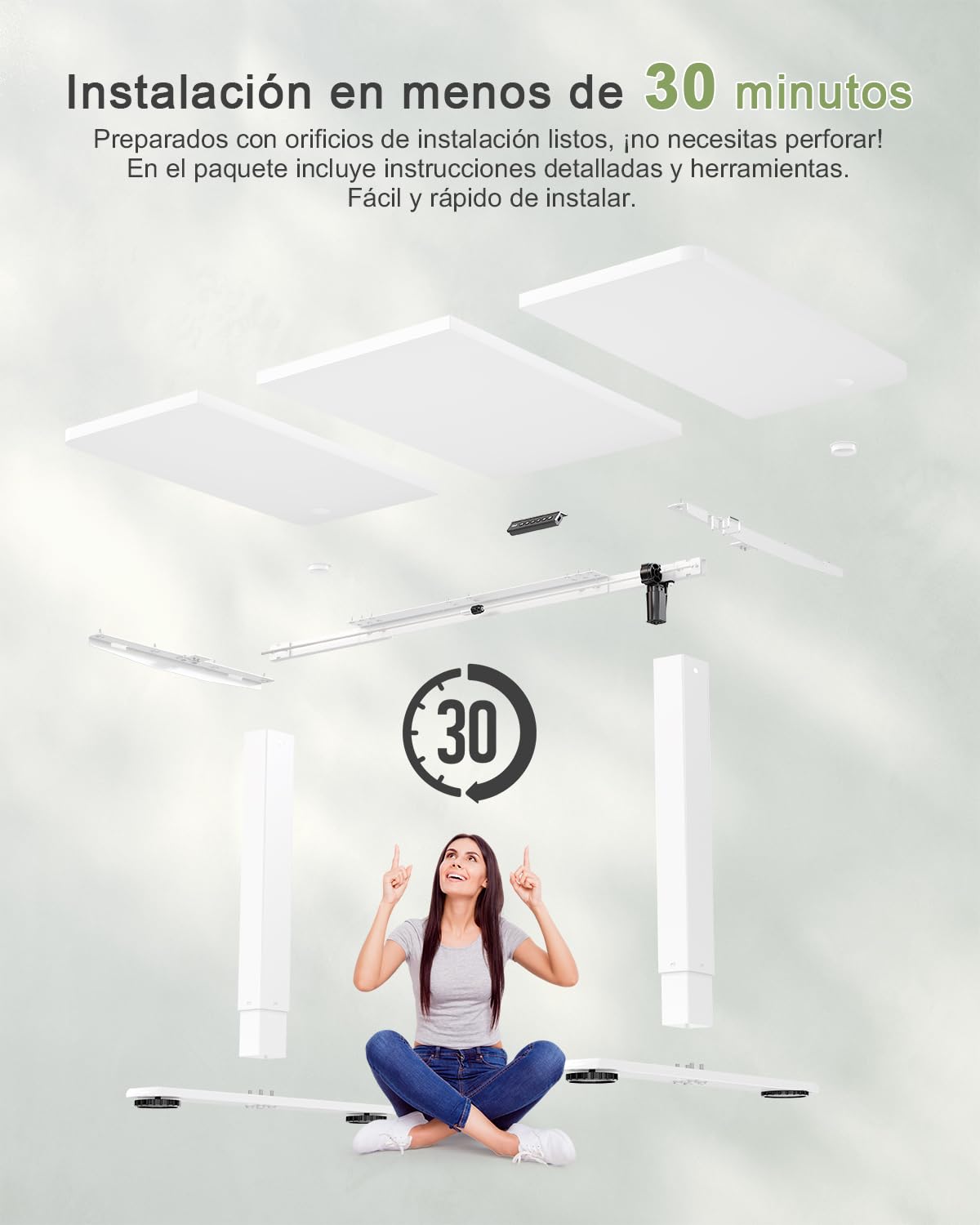 JUMMICO Escritorio Elevable Eléctrico con Cargador USB, Escritorio Regulable en Altura Ergonomica Escritorio de pie Ajustable Smart Panel con Funciones de Memoria, Standing Desk (Blanco, 140 * 60cm)