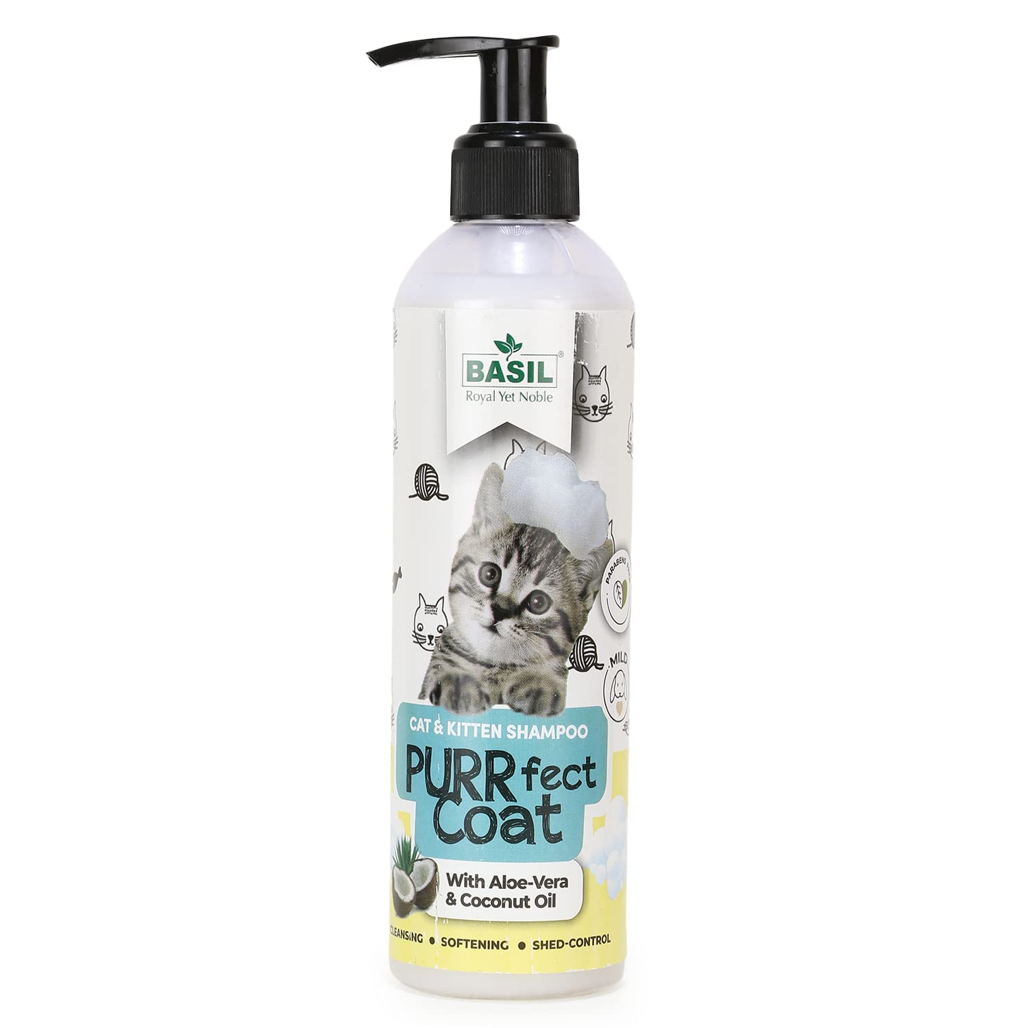 Basil Pet Purrfect Coat Cat Shampoo for Cats Paraben Free, No Artificial Fragrance, Vegan & Cruelty-Free