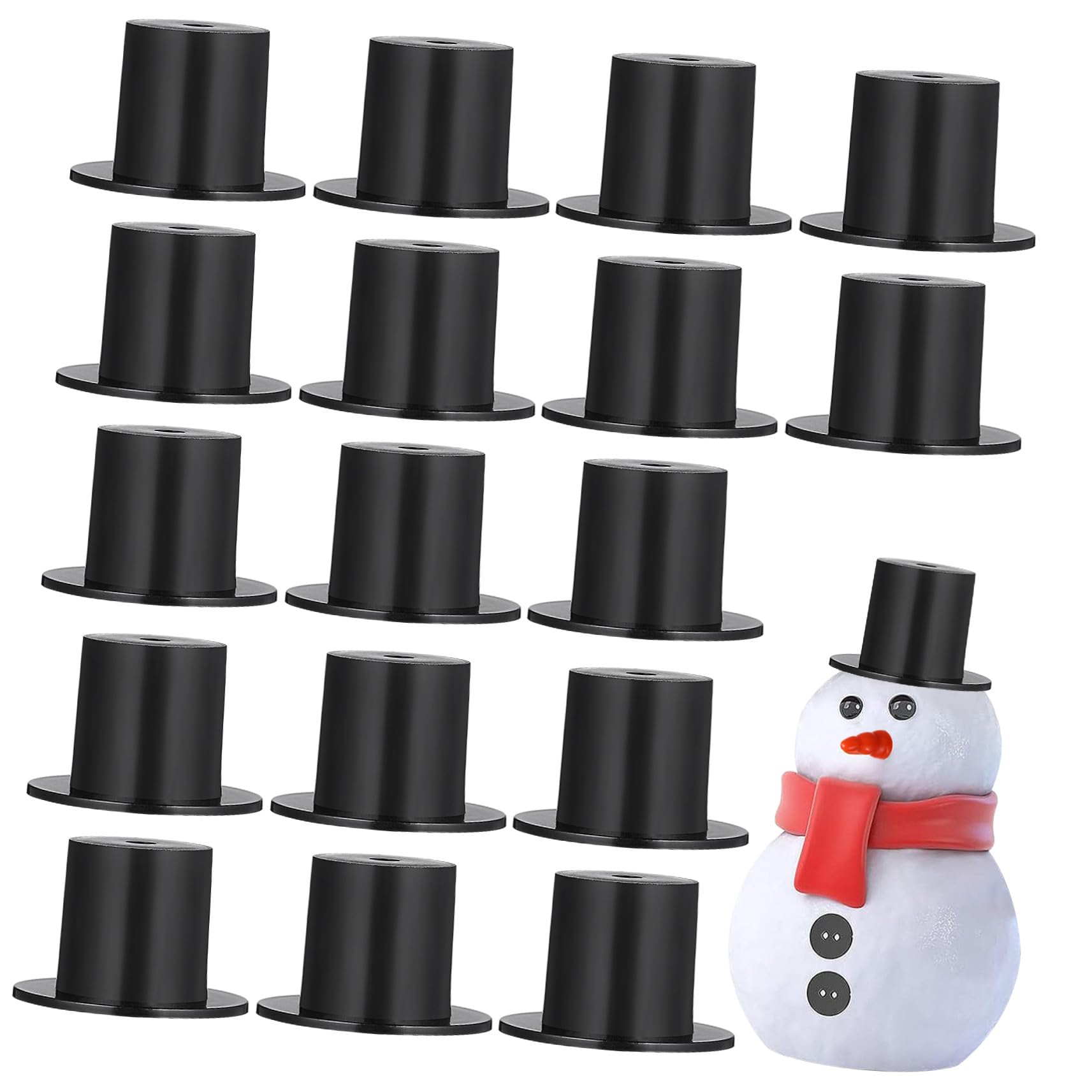 50 Pièces Mini Chapeaux Haut de Forme Noirs Plastique pour Poupées Accessoires DIY Décoration Noël Fête Bonhomme
