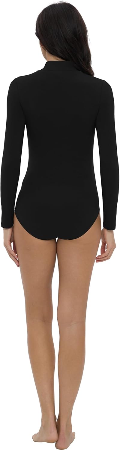 Foucome Women's Maternity Bodysuit Mock Turtle Neck Long Sleeve Tops Jumpsuit Pregnancy Stretchy Basic Body Suit Shirt - Image 6