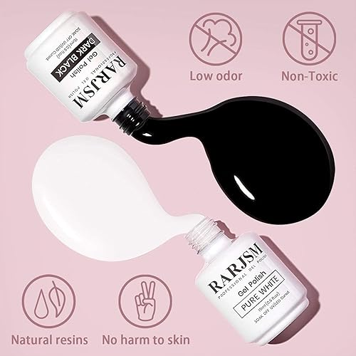 Miniatura 2 de RARJSM Esmalte de uñas de gel blanco y negro de 0.5 onzas líquidas, gran capacidad, secado por LED UV, requiere para salón de manicura francés,