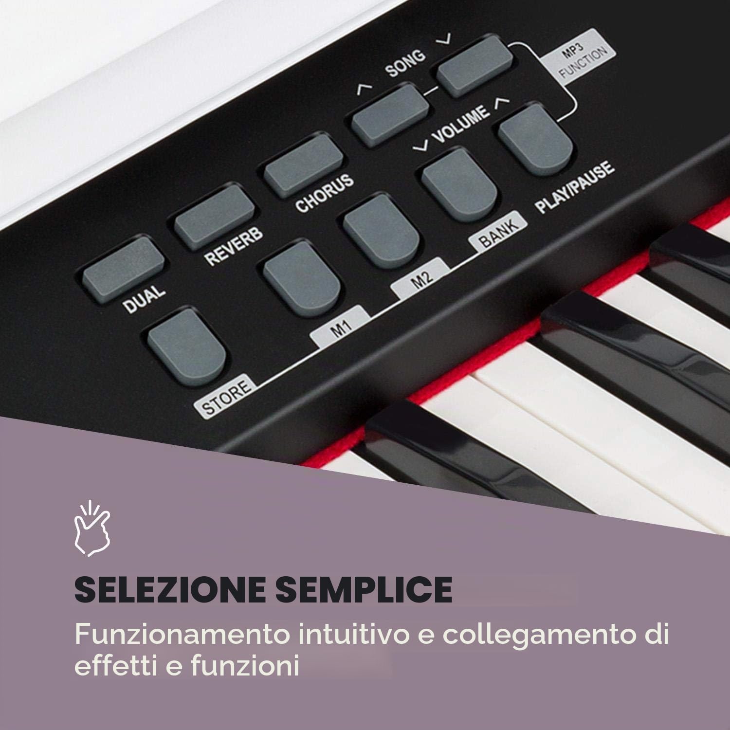 Schubert Subi 88 MK II Pianoforte, Tastiera portatile - Tastiera a tasti, Piano, 88 tasti, MIDI, Piano elettronico con USB, 360 suoni, 160 ritmi, 80 brani demo, Display LCD, Effetti, bianco