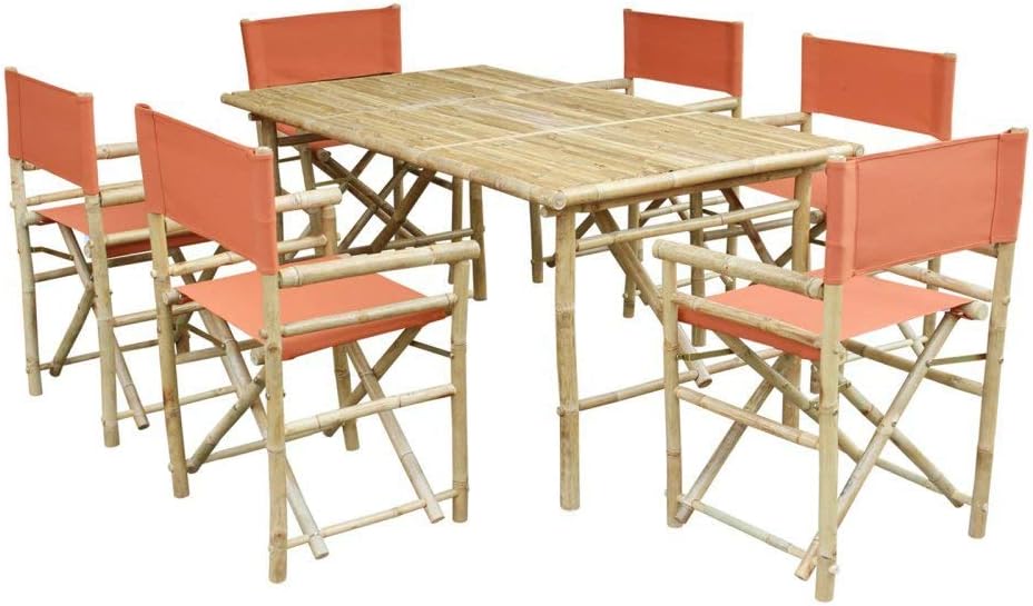 ZEW Bamboo Rectangular Table with 6 Director Chairs