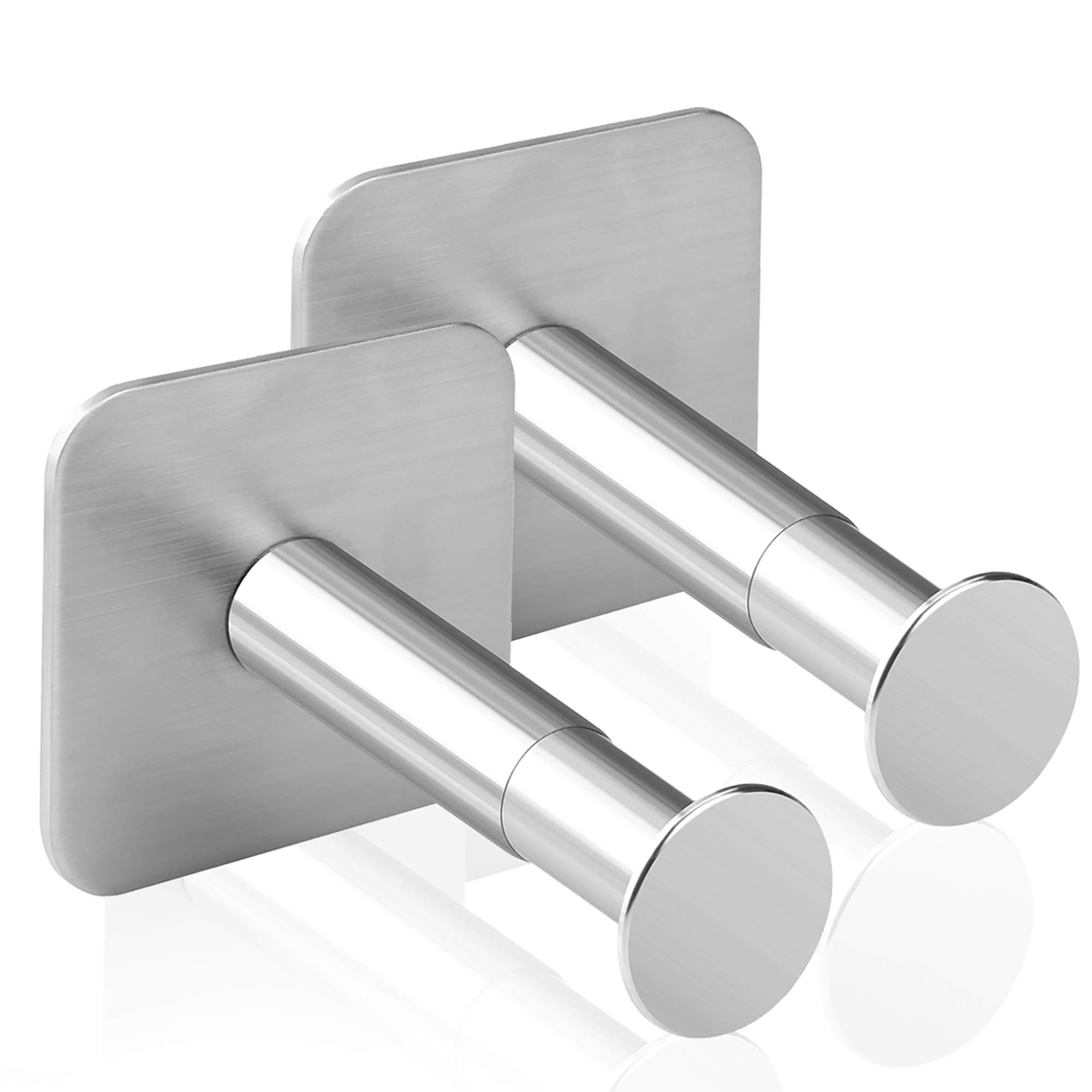 Geekria Silver Headphone Wall Mount, Extendable Stainless Steel Under Desk Headset Holder With 3M Adhesive Hooks, Dual Hanger For Most Headphones, Stick-On For Smooth Wall (2 Pack)