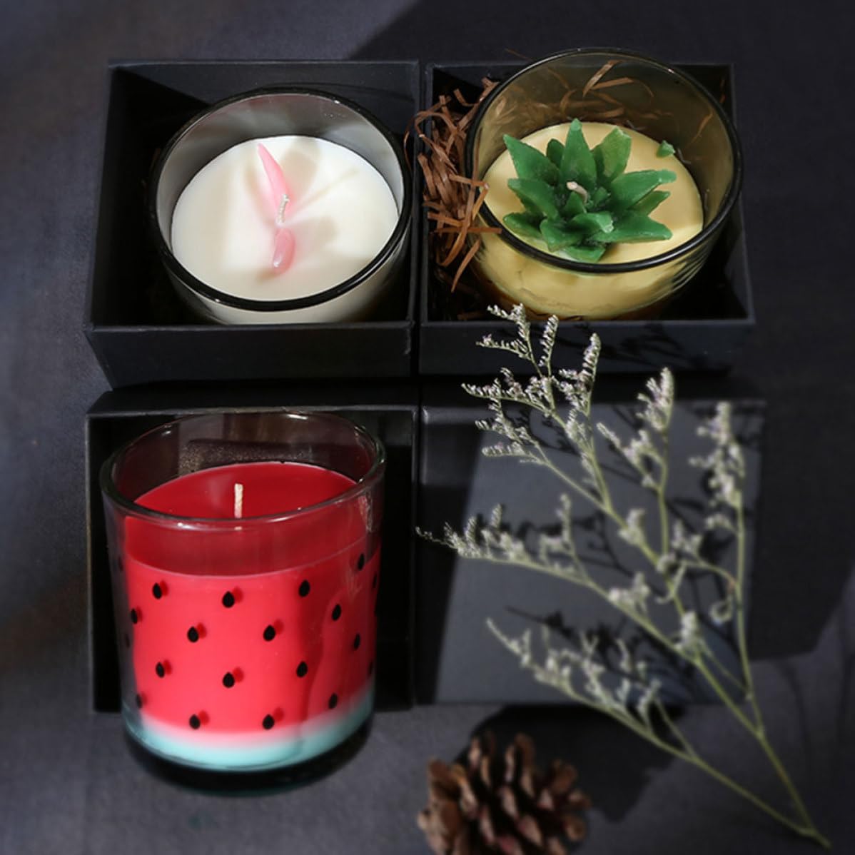 TEHAUX Vela Aromática de Sandía, Velas Forma de Fruta, Cera Vegetal, sin Humo, de Larga Duración, para Hotel y Ducha, para Familias y Amigos