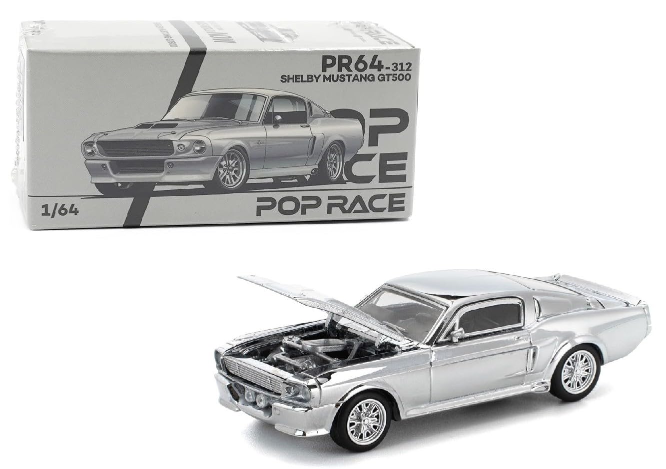 POP RACE 1/64 Shelby Mustang GT500 チェイス Diecast Model Car Compatible Pop Race 1:64 1967 Shelby Mustang
