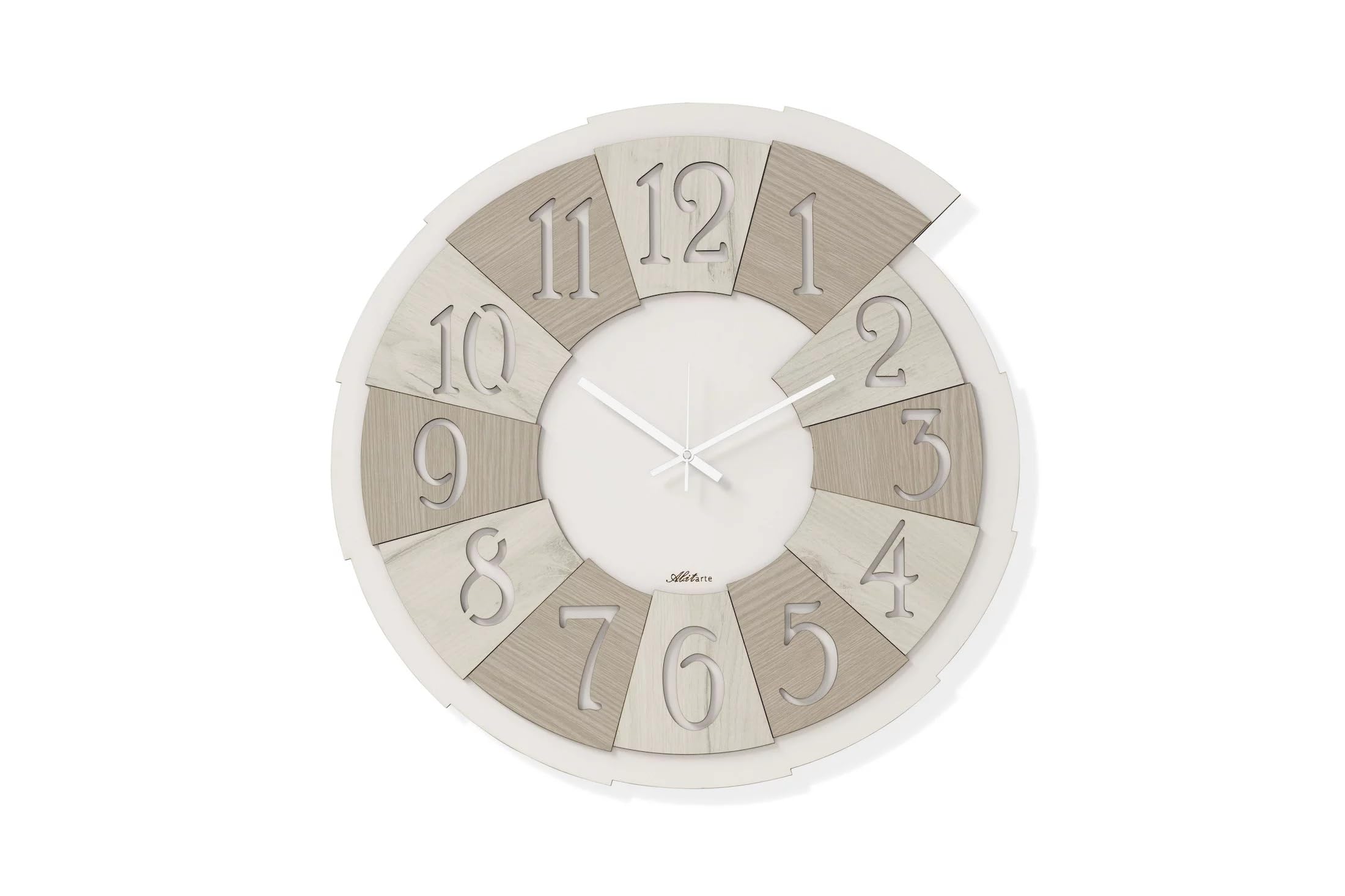 Horloge murale en bois de chêne clair silencieuse de 50 cm pour sublimer un mur vide