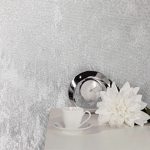 Crown Wallcoverings Alexis Texture Silver Wallpaper M1386 - Vinyl Metallic Glitter Plain