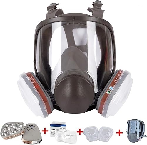 No/Brand Respirador de cara completa 15 en 1 reutilizable, amplio campo de visión, ampliamente utilizado en gas orgánico, pintura spary, productos