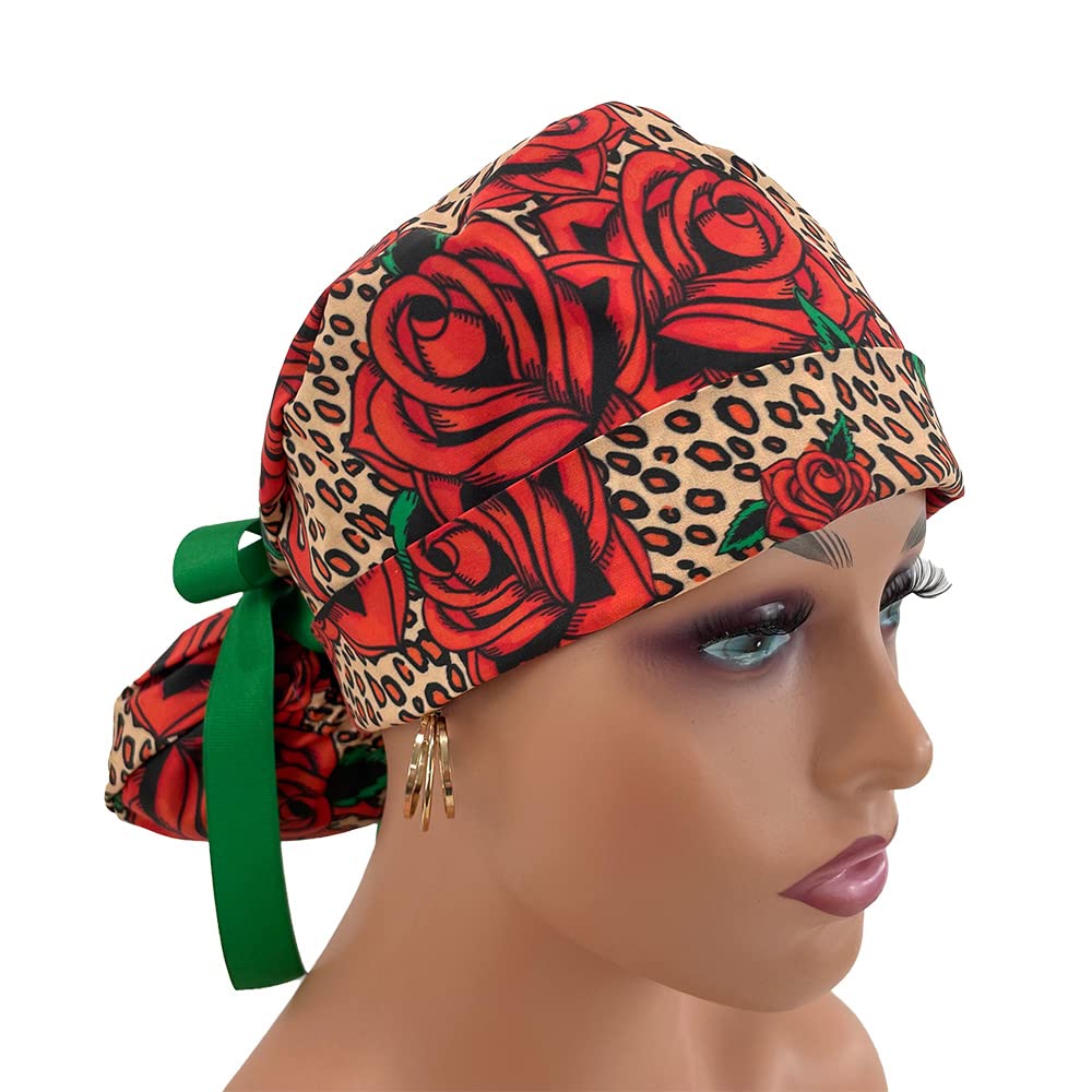 Turn Up Ponytail Medical Scrub Cap –Dream Big Holiday- Dr. Hats, Nurses Hats. Bouffant Scrub Hats. Unisex Scrub Cap. Scrub Hat for Women & Men tie Back | Working Cap with Holder Brown