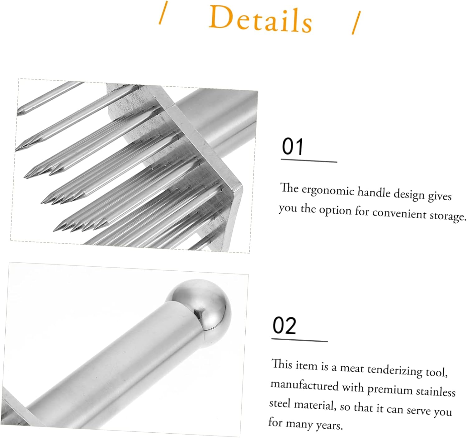 Alipis Stainless Steel Meat Tenderizing Tool Heavy Duty Pork Pounding Needle for Tenderizing Steak for Home Cooking and Barbecue