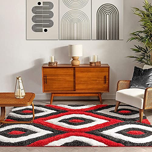 Image of Modern Soft 3D Shaggy Fur Carpets for Living Room Thick Fluffy Rugs for Bedroom, 2x5 feet, Multi Color