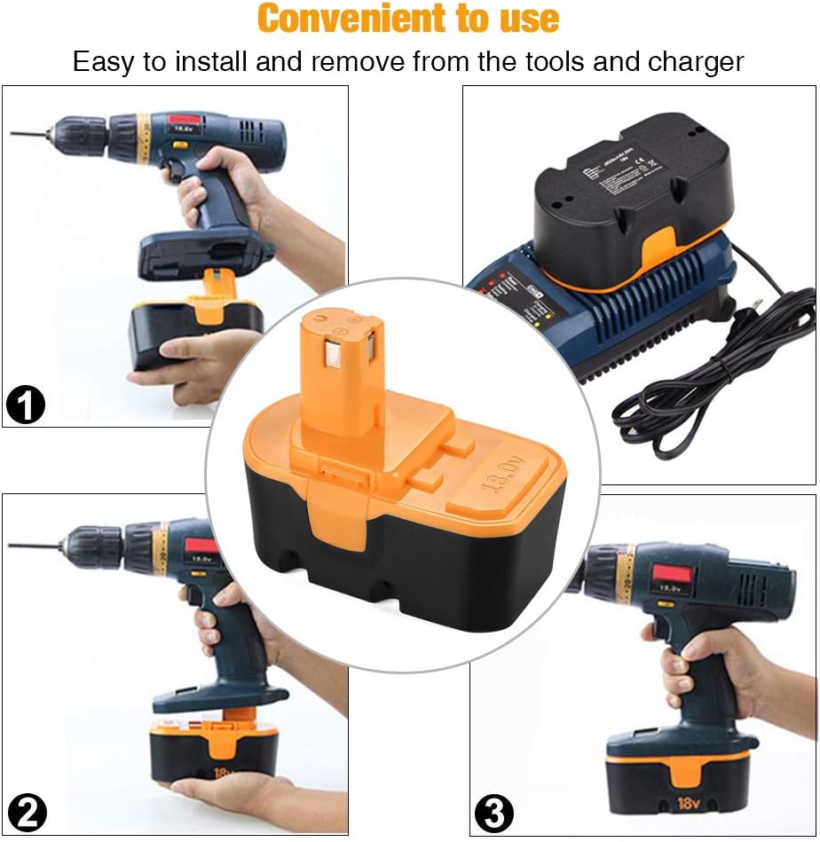 VANON [Upgraded to 4.8Ah] 2Pack 18V 4.8Ah Ni-Mh P100 Replace for Ryobi 18V Battery P101 130224028 130224007 ABP1801 ABP1803 High Capacity