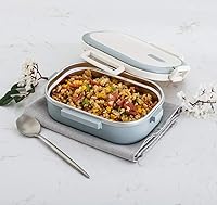 Vista 4 de Lille Home - Lonchera bento de acero inoxidable a prueba de fugas, contenedor de alimentos de metal con lonchera térmica, sin bisfenol A, 22 onzas