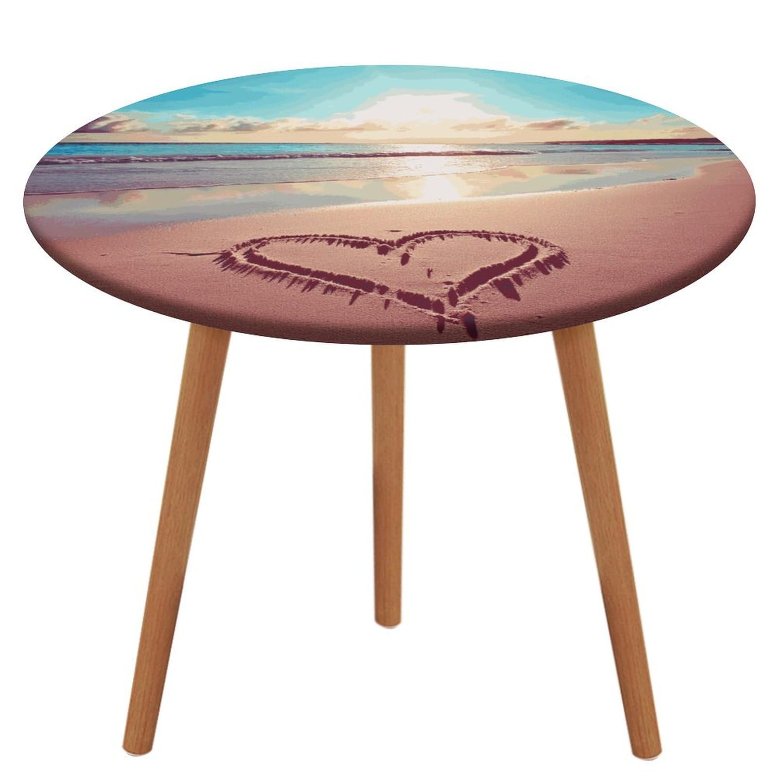 Nappe ronde pour pique-nique extérieur imprimé Love Beach à élastique