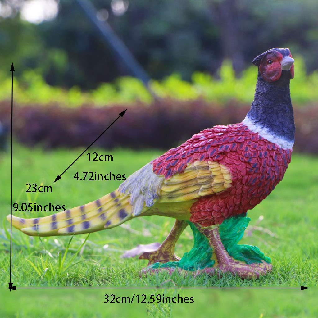 Gartenstatuen, Outdoor-Dekor, Balkonfigur, Outdoor-Statuen, Outdoor-Simulation, Fasan-Skulptur, Gartentier, Kunstharz(32 * 12 * 23cm)